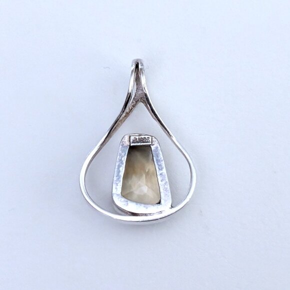 Vintage Sterling Silver 925 Faceted Smokey Topaz Smokey Quartz Pendant Charm - Picture 7 of 8